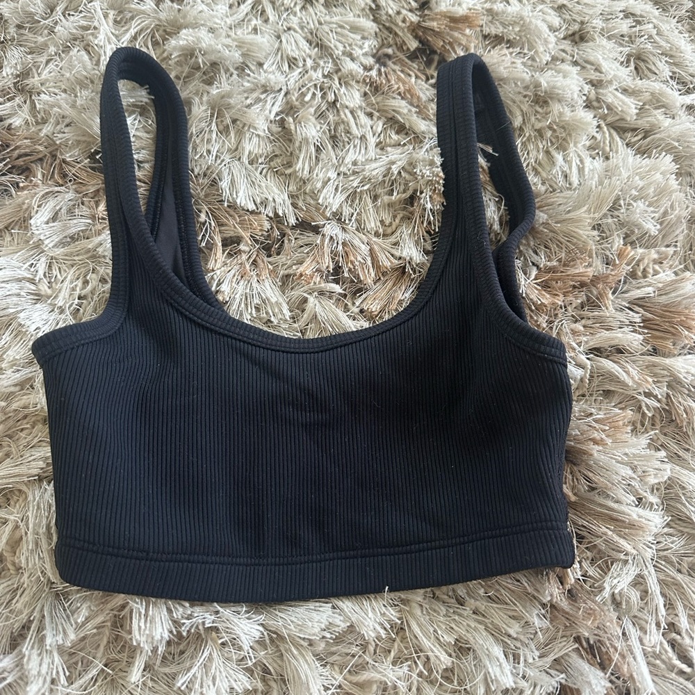 Black Ribbed Women's Sports Bra